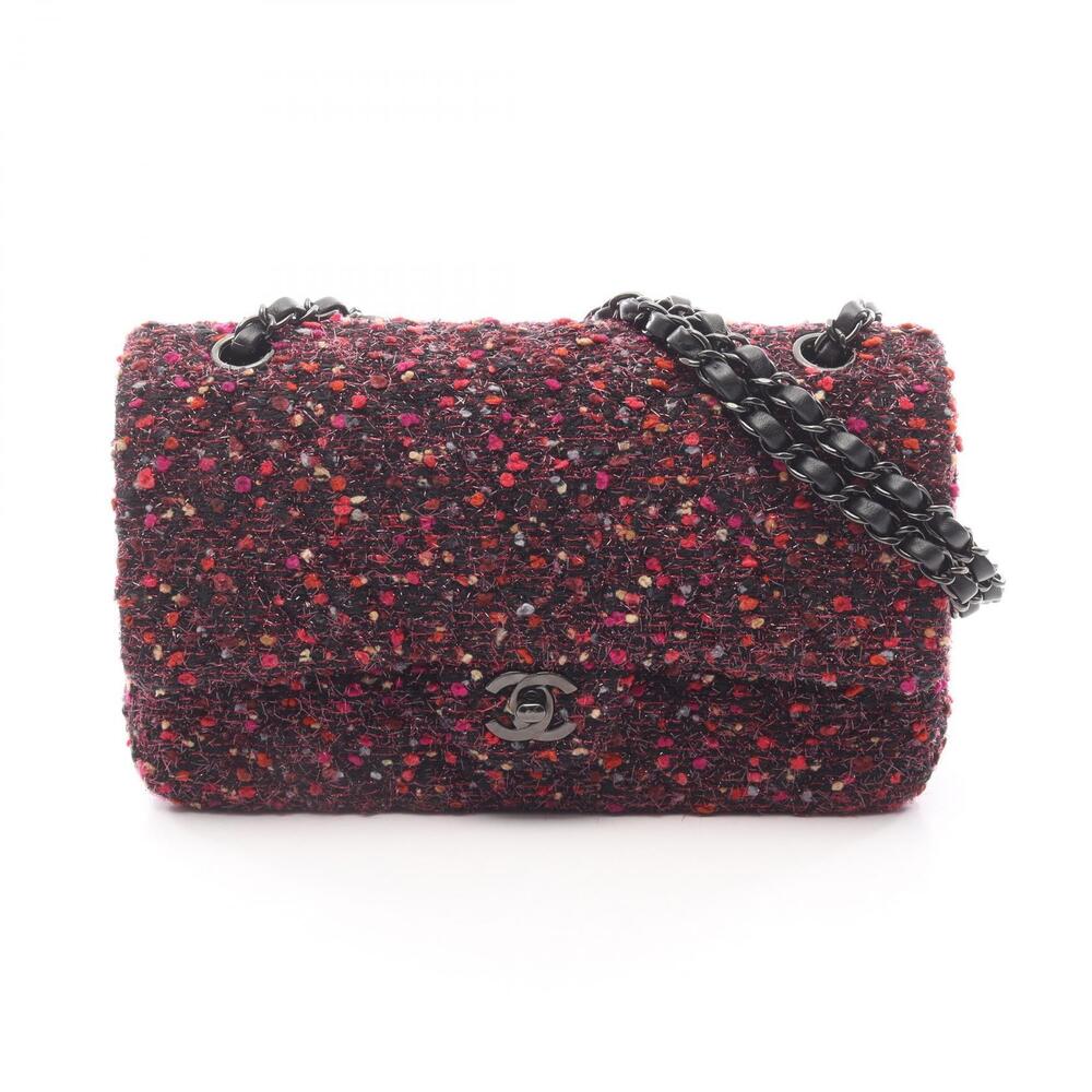 Chanel Matelasse Double Flap Shoulder Bag Black Pink Multicolor